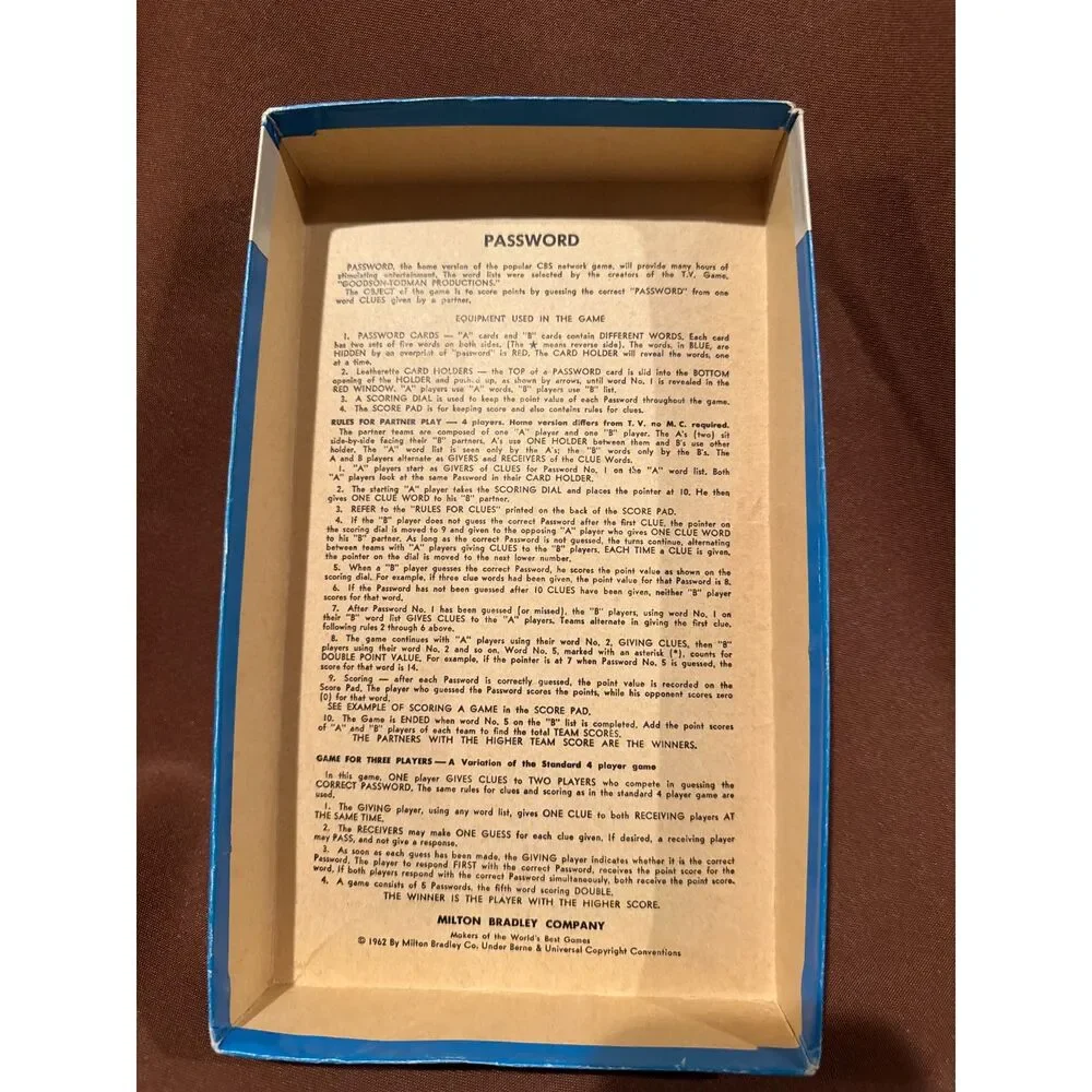 Vintage Password Game 1962 Edition